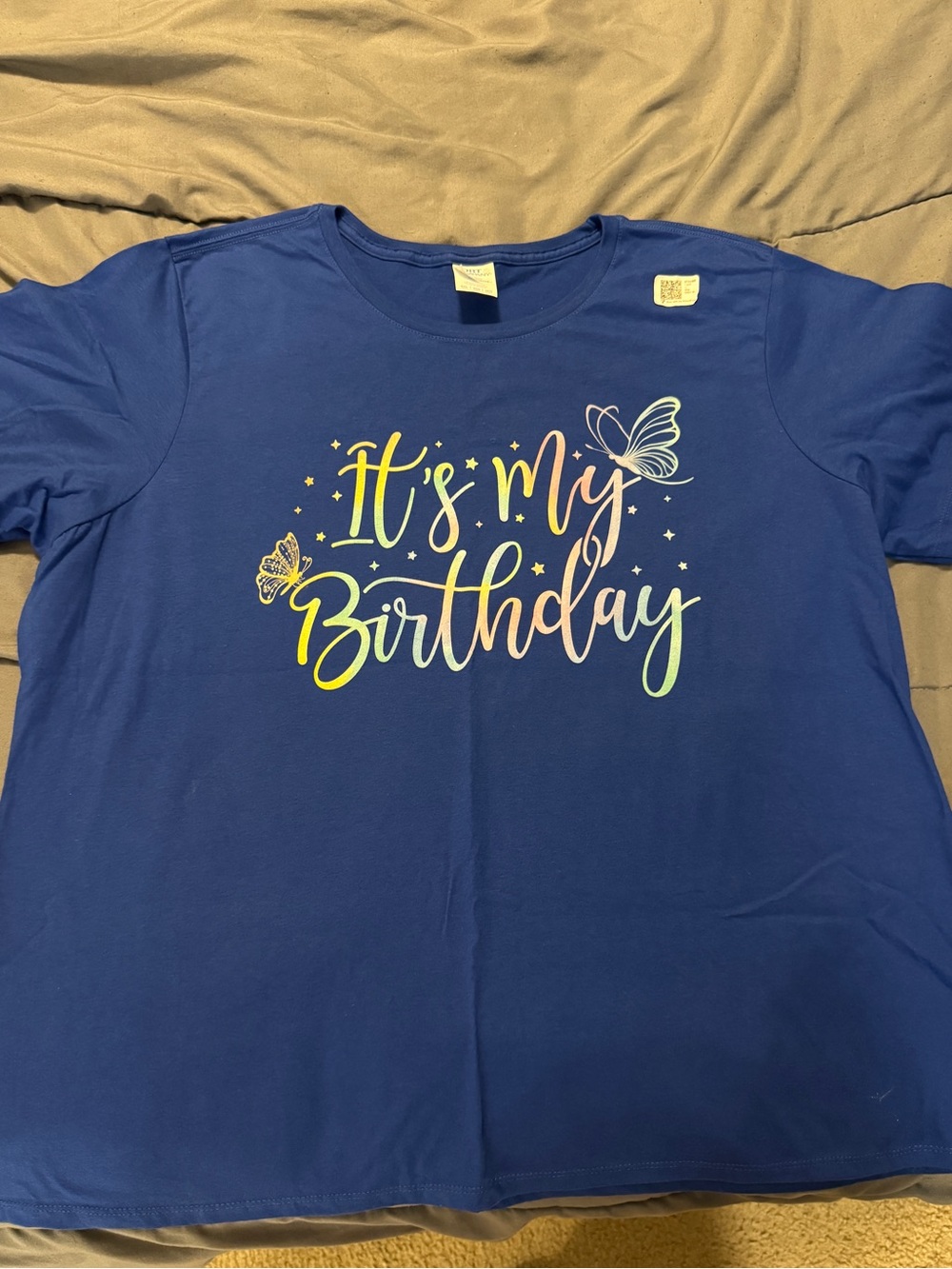 Women’s Blue "It's My Birthday" Tee with Butterfly Design
